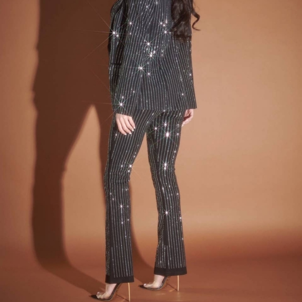 Rhinestone Pinstripe Pants - Picture 7 of 8